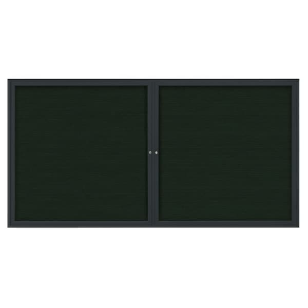 72"x36" 3-Door Enclosed Outdoor Letterboard, Green Felt/Black